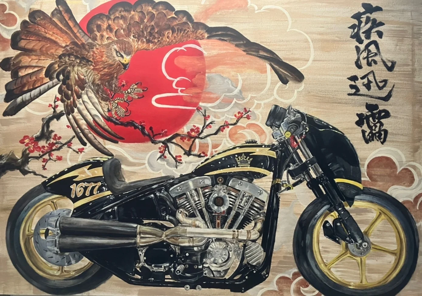 Commissioned motorcycle painting