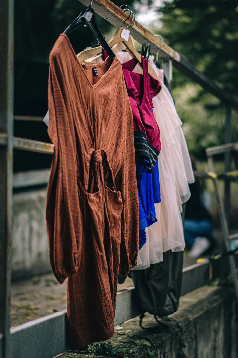 Garments presented outdoors
